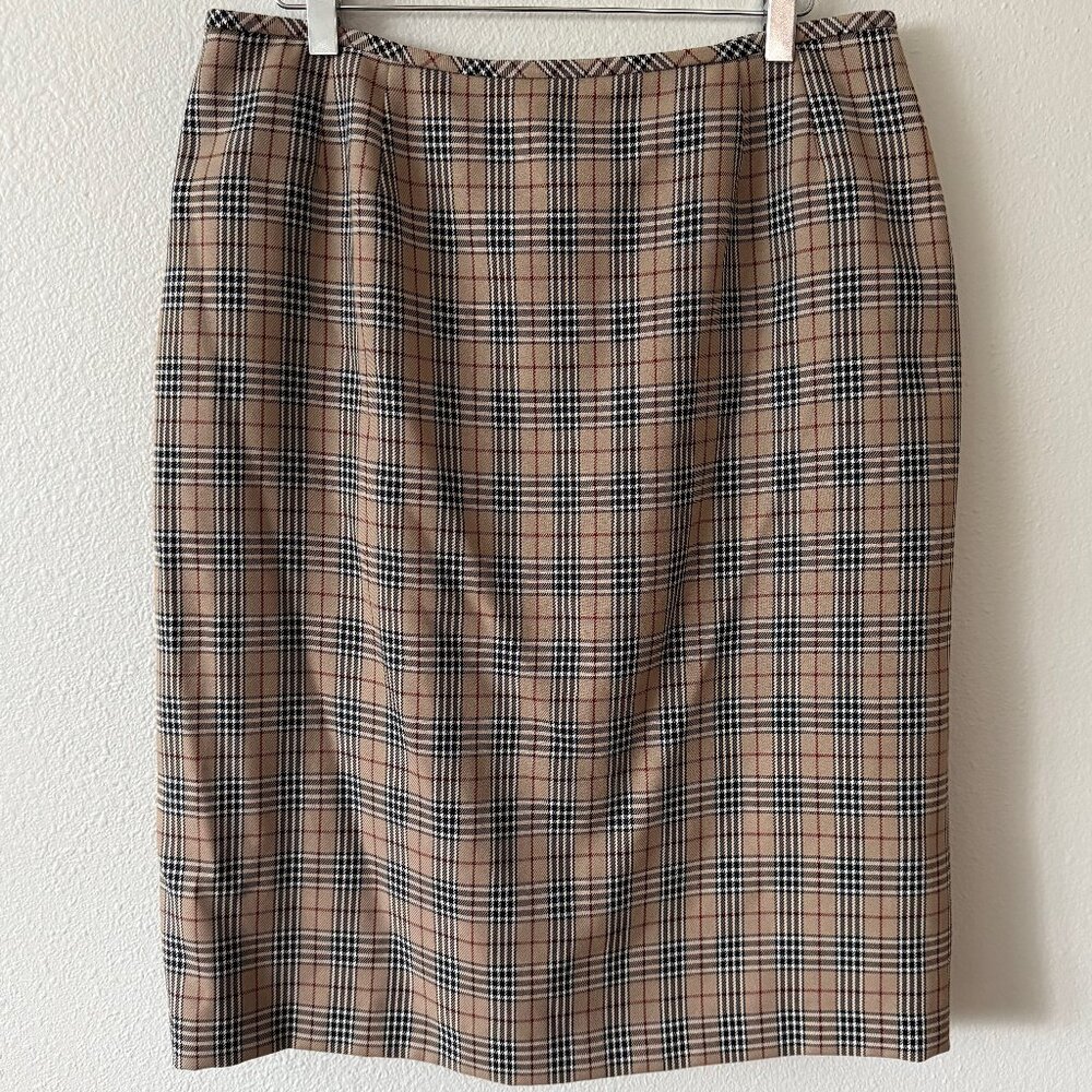 Vintage Le Suit Faux Nova Check Plaid Lined Pencil Skirt Size‎ 16P